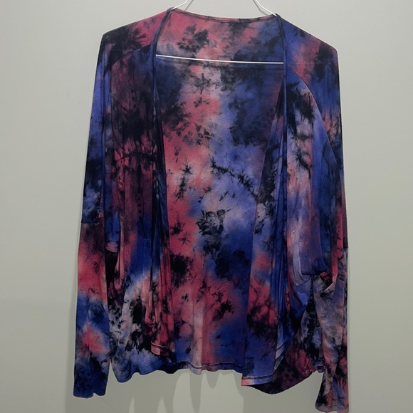 Pink and Blue Tie-Dye Cardigan, Wet Seal, XL - Picture 1 of 3